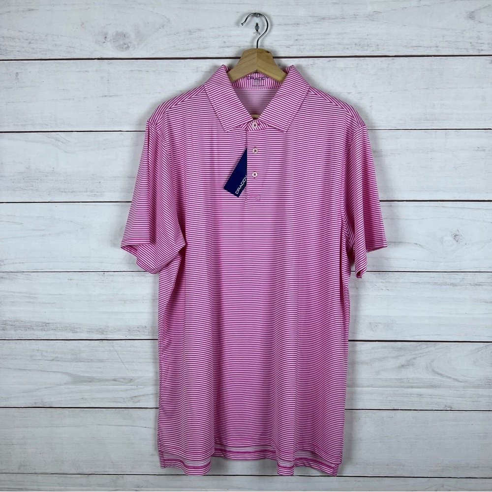 NWT Draddy Sport Stripe Golf Polo Shirt Large